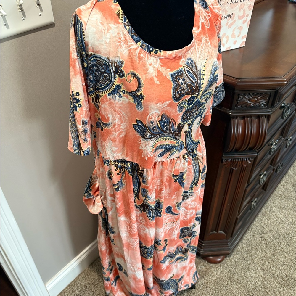 Celeste Paisley Print Orange Dress NWT Size 1X